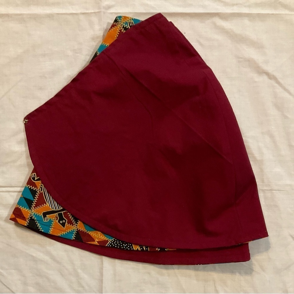Hand Crafted Ankara African Print Capelet Sz. 16 Burgundy Turquoise Orange Lined - Picture 10 of 10